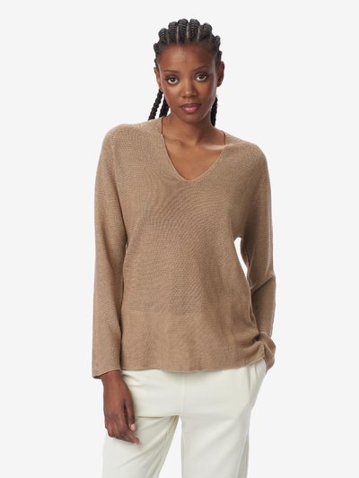 COTTON AND LINEN V-NECK SWEATER