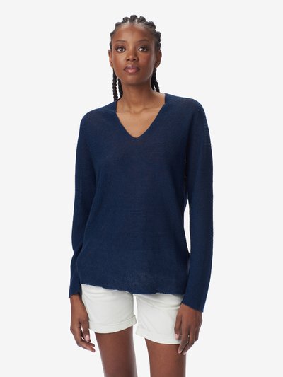 COTTON AND LINEN V-NECK SWEATER