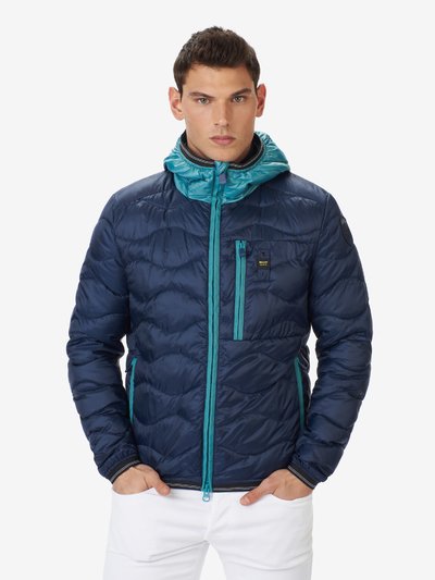 KEN TWO-TONE DOWN JACKET WITH HOOD - Blauer