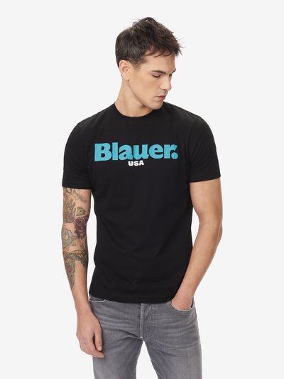 T-SHIRT WITH BLAUER SHIELD