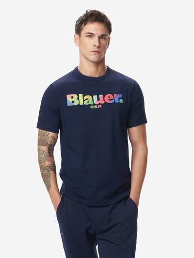 T-SHIRT BLAUER REGENBOGEN - Blauer