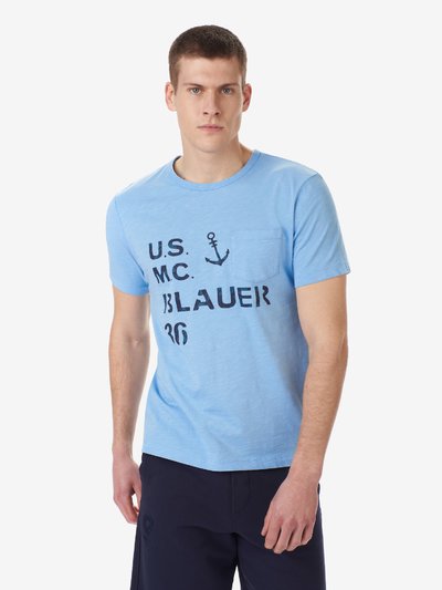 GARMENT-DYED T-SHIRT WITH BLAUER POCKET