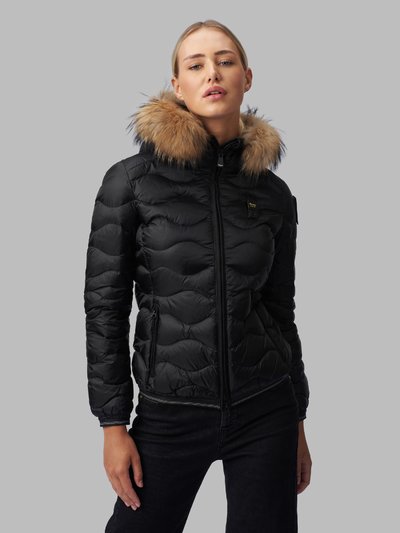 LYDIA WAVE-QUILTED DOWN JACKET WITH FUR HOOD