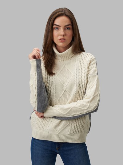 TWO-TONE HIGH-NECK SWEATER WITH VERTICAL MOTIF