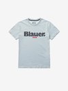 Blauer - T-SHIRT WITH BLAUER USA LOGO - Dusty Sky  Blue - Blauer