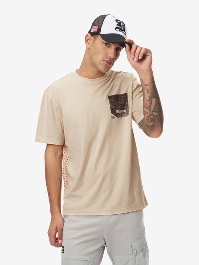 MENS T-SHIRT WITH FAUX POCKET PRINT