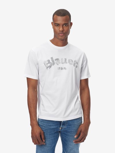 T-SHIRT WITH PAINTED EFFECT BLAUER LOGO