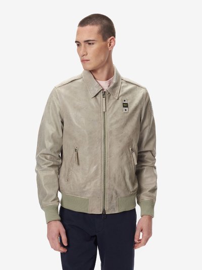 NATHAN BOMBER JACKET WITH CRACKED LEATHER - Blauer