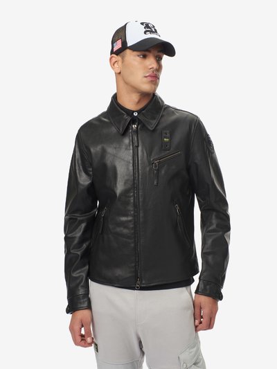 ISAIAH LEATHER JACKET WITH THREE POCKETS - Blauer