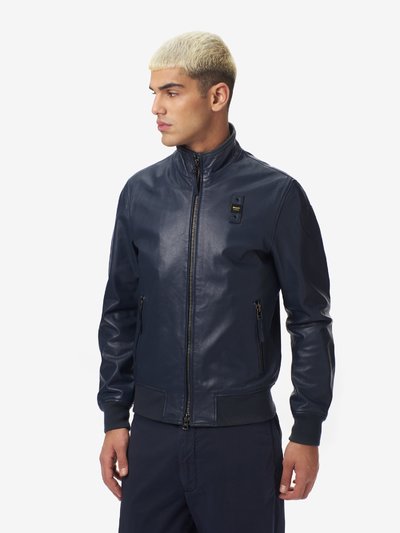 JOHN BOMBER JACKET WITH SMOOTH LEATHER - Blauer