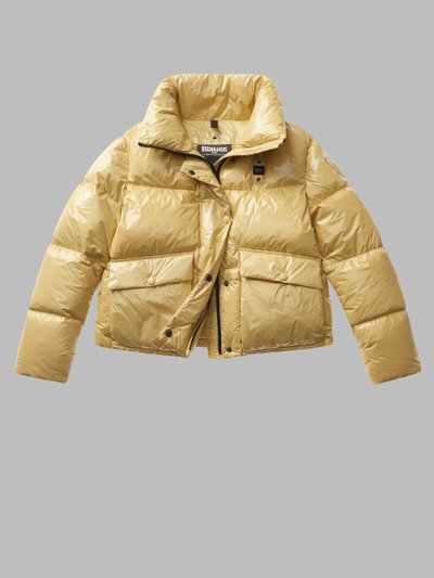 Yellow shiny puffer on sale jacket