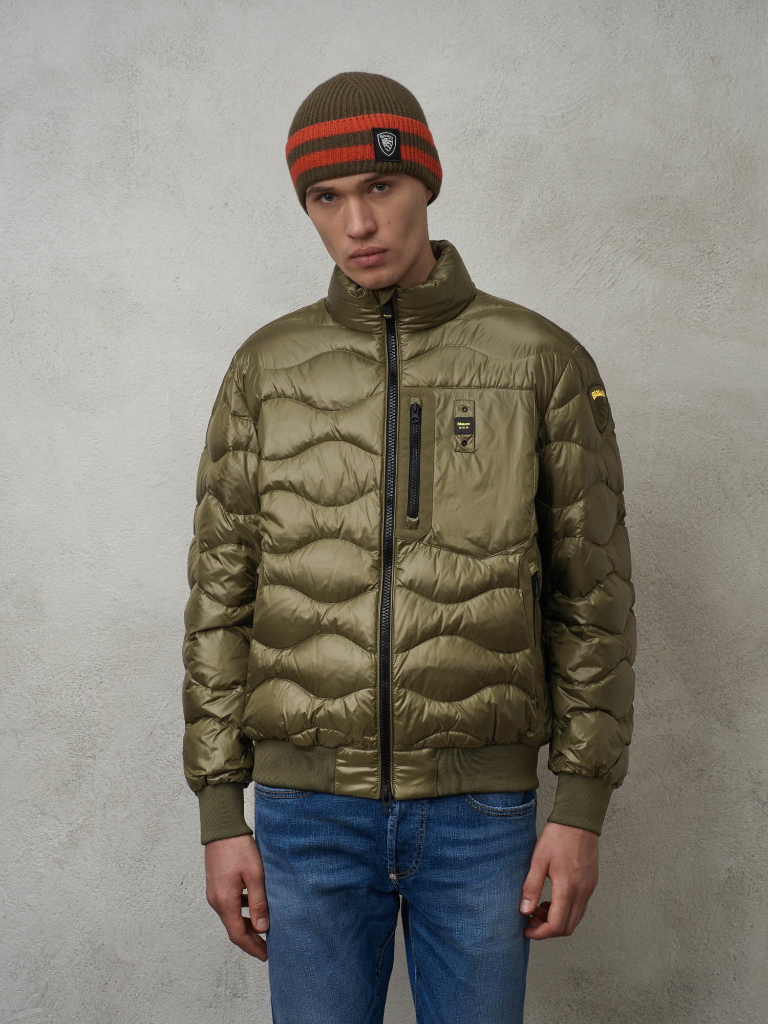 Blauer - DANIEL WAVE DOWN JACKET WITH CHEST POCKET - Dark Green - Blauer
