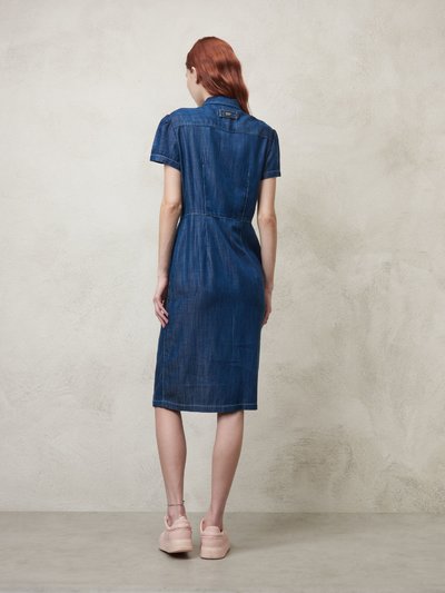 chambray short sleeve dress Belted Chambray Cuff Sleeve Shirt Dress Small