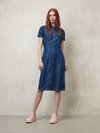 SHORT SLEEVE DRESS IN COTTON CHAMBRAY - Zoom
