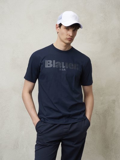 T-SHIRT WITH TONAL BLAUER LETTERING