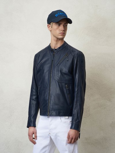 COOPER JACKET WITH PERFORATED LEATHER LINING - Blauer