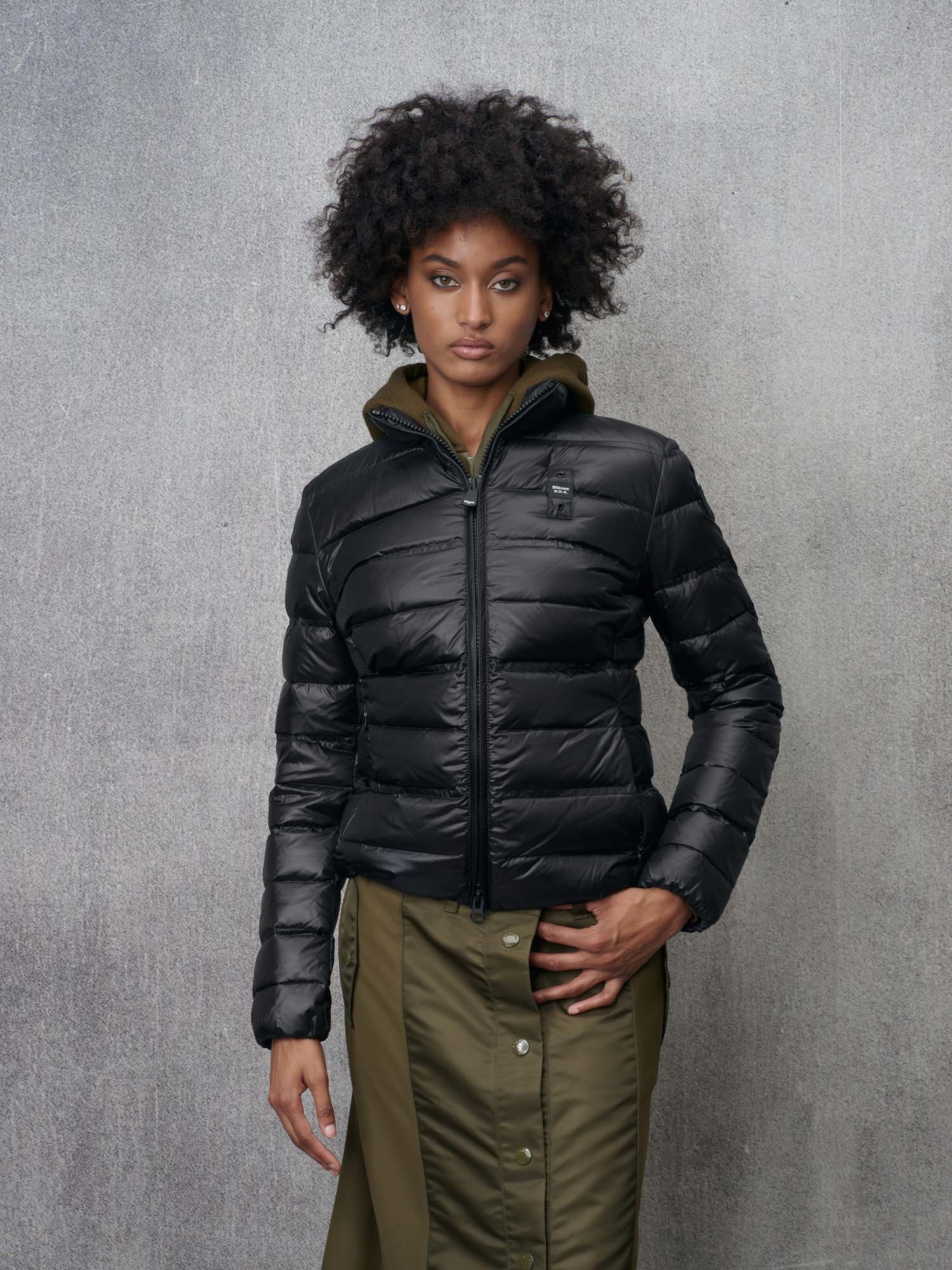 Blauer - DOWN JACKET WITH MANDARIN COLLAR GEORGIA - Black - Blauer
