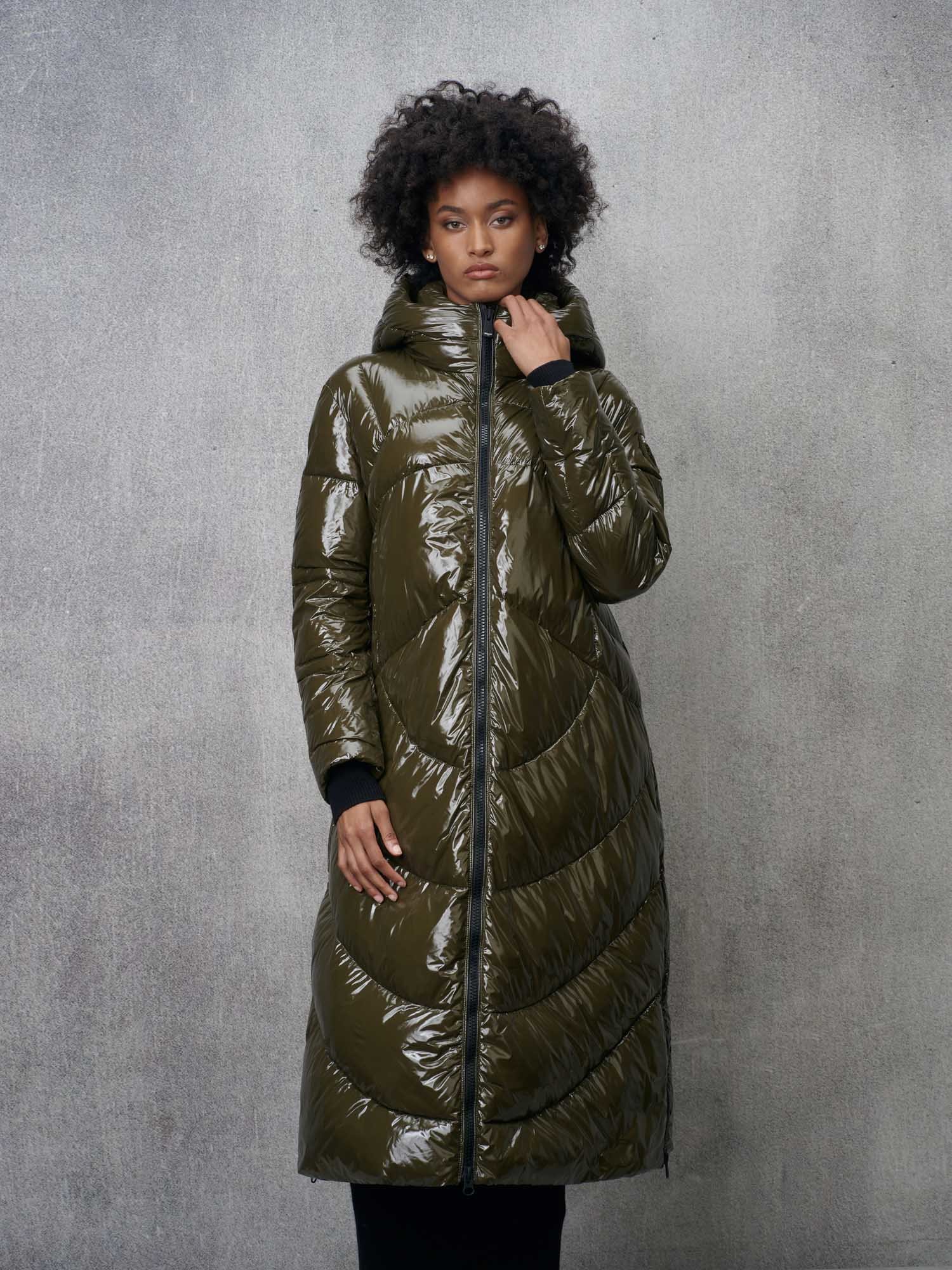 Shiny long puffer coat online