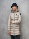 Blauer - LONG STRIPED DOWN JACKET AGNES - Mist Grey Inside Blue 975 - Blauer