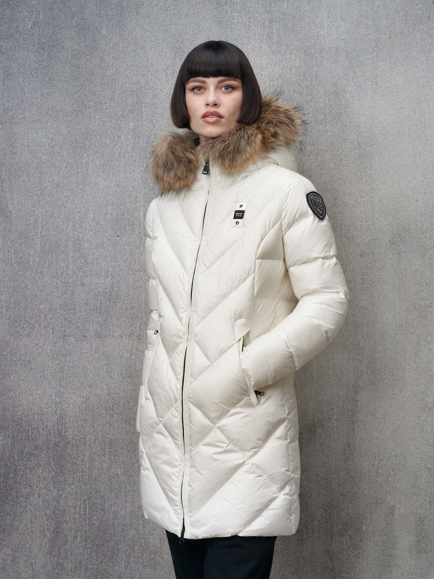 ジャケット MOORER Woman Jacket Blue MODGI100047KN U0402 Moorer Outlet: Coat woman - Blue | Moorer jacket