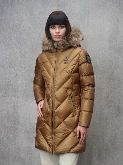 LONG DOWN JACKET WITH GEOMETRIC LINES ALTHEA - Blauer