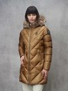 Blauer - LONG DOWN JACKET WITH GEOMETRIC LINES ALTHEA - Hazelnut Inside Heavenly Frost - Blauer