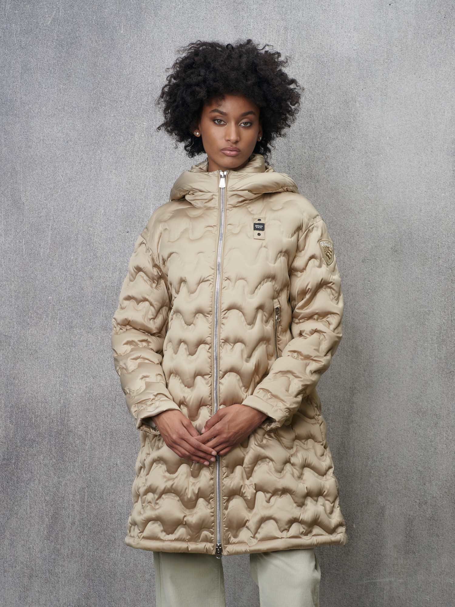 Piumini Lunghi Blauer Donna PIUMINO LUNGO CON CAPPUCCIO BLAUER