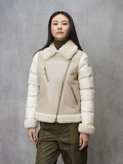 CANDOR SHEARLING AND NYLON BIKER JACKET_