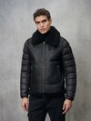 Blauer - DOWN JACKET WITH SHEEPSKIN FRONT FENNER - Black - Blauer