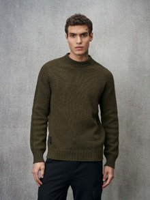 Blauer - MIXED WOOL CREWNECK - Pine Cone Green - 1