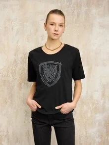 Blauer - T-SHIRT RAGLAN CRYSTAL - Black - 1