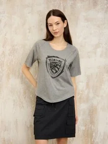 Blauer - T-SHIRT MÉLANGE RAGLAN CRYSTAL - Light Grey - 1