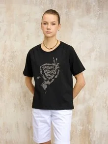 Blauer - T-SHIRT ESCUDO Y FLORES HAVEY - Black - 1
