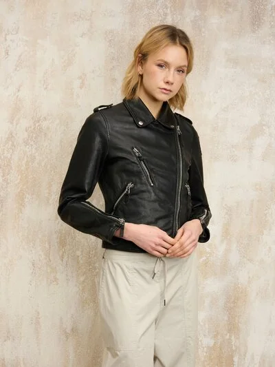 CHAQUETA DE CUERO VINTAGE CHERRY - Blauer