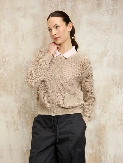 NETZ-SHIRT MIT KNÖPFEN MESHAKA - Blauer