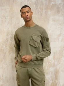 Blauer - SWEATSHIRT MIT RUNDHALSAUSSCHNITT UND AUFNÄHERN STOW - Military Green - 1