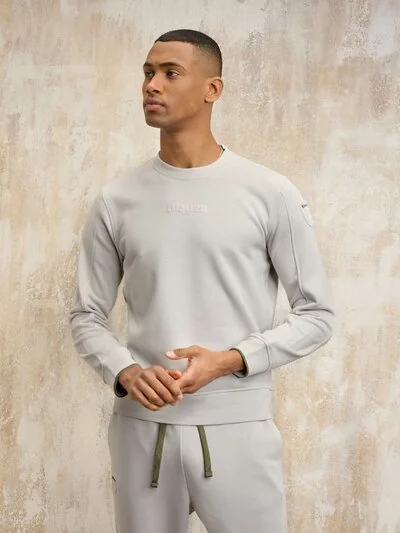 SWEAT-SHIRT RAS DU COU FLOQUÉ BURT - Blauer