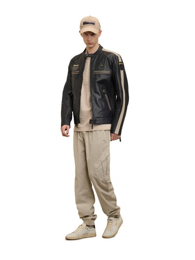 GARNER BICOLOR BIKER JACKET - Blauer