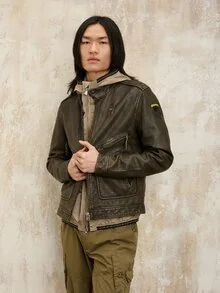 Blauer - CRISPUS LEATHER JACKET - Bark Brown - 1