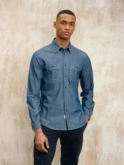 DENIMHEMD VENDEN - Blauer