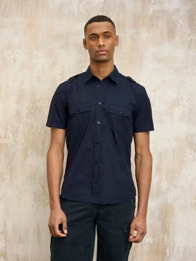 BENSON LINEN SHORT SLEEVE SHIRT - Blauer