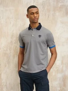 Blauer - POLO SHIRT WITH EMBROIDERED SHIELD DABNEY - Griffon Grey - 1