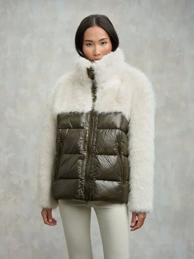 GIUBBETTO NYLON CON PELLICCIA ECO DOVE