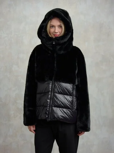 NYLON JACKET WITH ECO FUR FANEVIL_