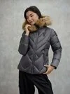 Blauer - GEOMETRIC LINES DOWN JACKET ALICIA - Anthracite Grey Inside Mist Grey - Blauer
