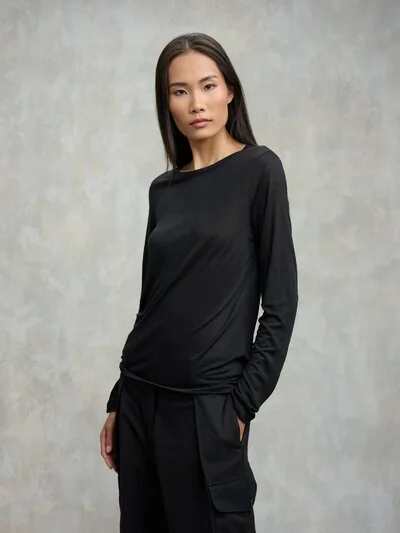 T-SHIRT WOLLMISCHUNG KENDALL - Blauer
