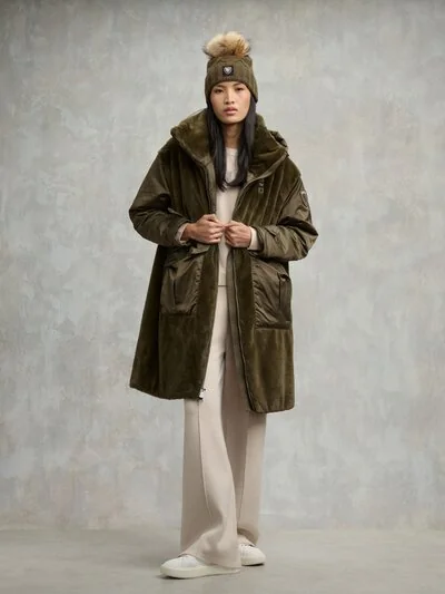 WOMEN's Long Jacket In Eco Fur Peaver | Blauer ®