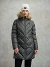 Blauer - PIUMINO LUNGO A LINEE GEOMETRICHE ALTHEA - Grigio Antracite Int. Grigio Nebbia - Blauer