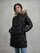 Blauer - ALTHEA LONG DOWN JACKET WITH GEOMETRIC LINES - Black Inside Beige 301 - Blauer