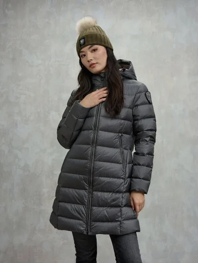 AGNES LONG STRIPED DOWN JACKET_